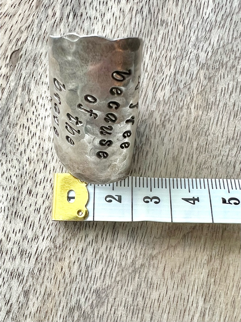Hammered Vintage Spoon Ring “Free Because of the Brave" Hand Stamped Women’s - Picture 13 of 14